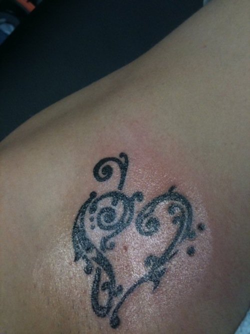 Heart Bass Tattoo Design