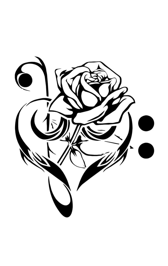 Music, Rose and Love Tattoos
