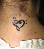 Love Music Neck Tattoo