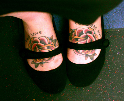 Flower True Love Conquers Tattoo On Foot