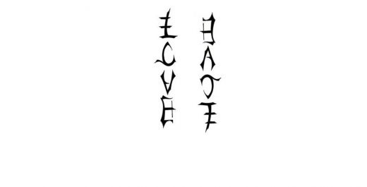 Ambigram Love Hate Scripture Tattoo Design Sketch