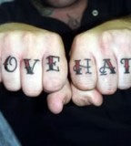 Gallant Love Hate Scripture Tattoo on Finger