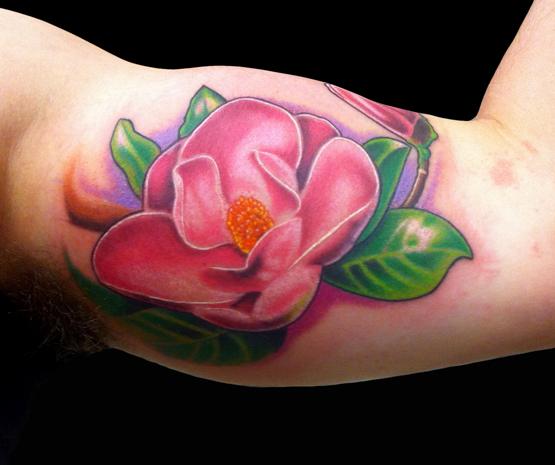 Pink Magnolia Flower Tattoos