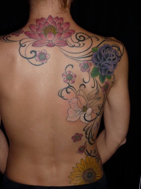 True Nature Tattoo Flowers And Swirls