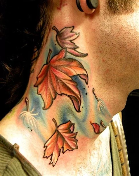 maple-leaf-on-neck-autumn-tattoo