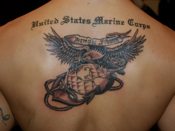 Colored MIlitary Tattoo Marine Corps Design