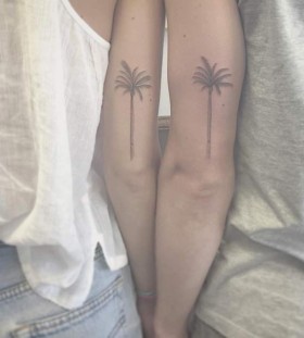 matching palm trees couple tattoo