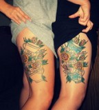 Lovely Matching Sister Thigh Tattoos