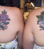 Matching Rose Beautiful Sisters Kanji Tattoo