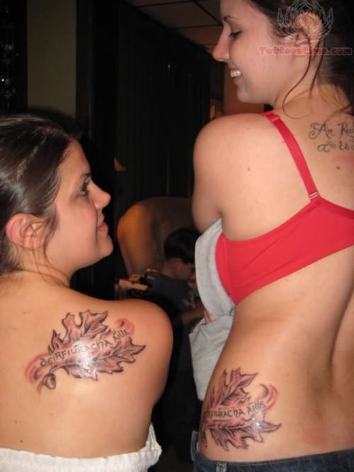 Matching Leaf Tattoos for Best Friends