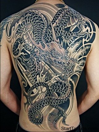 Incridible Full Back Chinese Dragon Tattoos