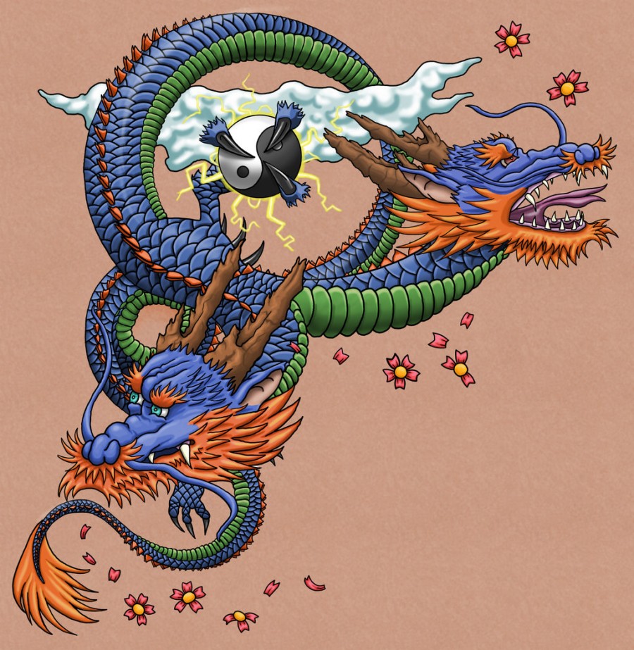 Colored Japanese Dragon Tattoo Type