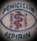 Penigillin Aspirin Medic Alert Tattoo Picture
