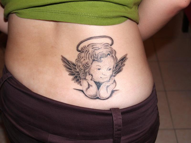 Wonderful Baby Angel Tattoos On Lower Back