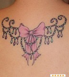 Upper Back Pink Ribbon Tattoo