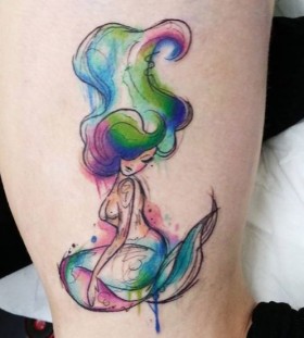 Mermaid watercolor tattoo
