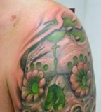 Green Mexican Skull Shoulder / Sleeve Tattoos Designs