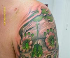 Green Mexican Skull Shoulder / Sleeve Tattoos Designs