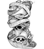 Mexican Skull Tattoos - Skull Ribbon and Roses