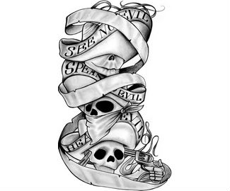 Mexican Skull Tattoos – Skull Ribbon and Roses