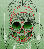 Urban American Tattoos - Green Mexican Skull Tattoo Designs