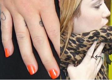 Hidden Tattoos Miley Cyrus on Finger