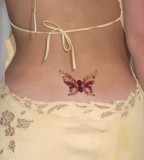 Small Glittery Monarch Butterfly Lower-Back Tattoo for Girls