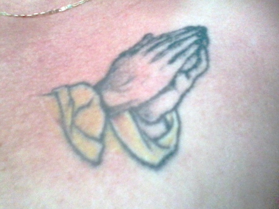 Cool Praying Hands Tattoo Design Example
