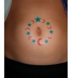 Belly Star and Moon Tattoos Pictures for Stomach