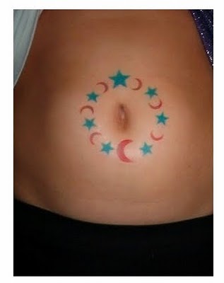 Belly Star and Moon Tattoos Pictures for Stomach