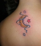 Moon And Star Tattoo Design for Back Shoulder