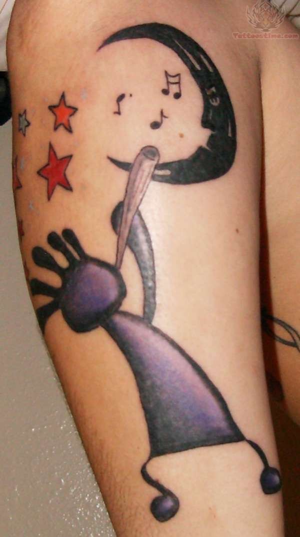 Moon And Stars Kokopelli Tattoo Design