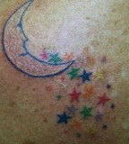 Colorful Moon Stars Tattoo Design Idea