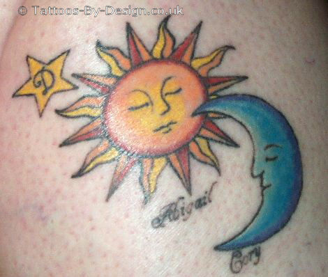 Charming Star And Moon Tattoo Designs