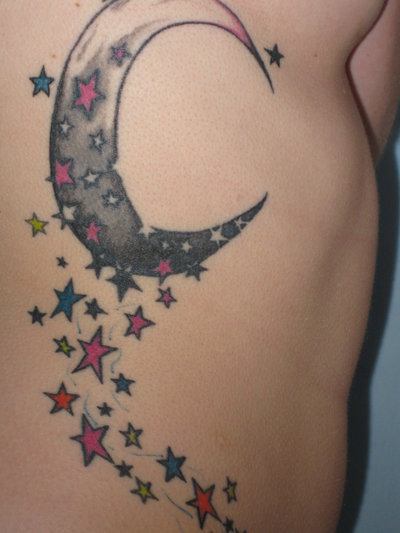 Cute Moon And Star Tattoo Design Idea