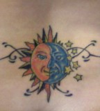 Funny Stars Celestial Moon Sun Swirl Tattoo