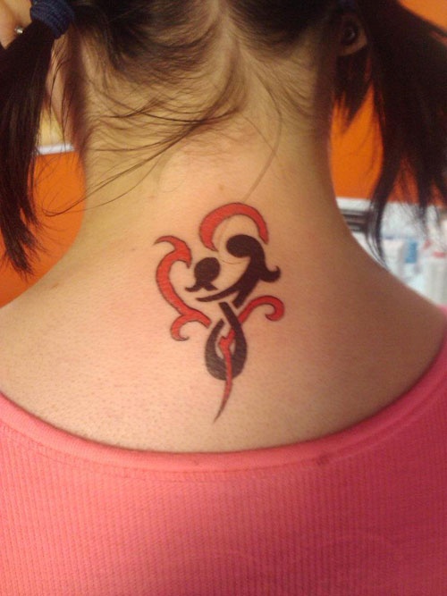 Mother Daughter Abstract Art Tattoo On Back Tattoo Mania