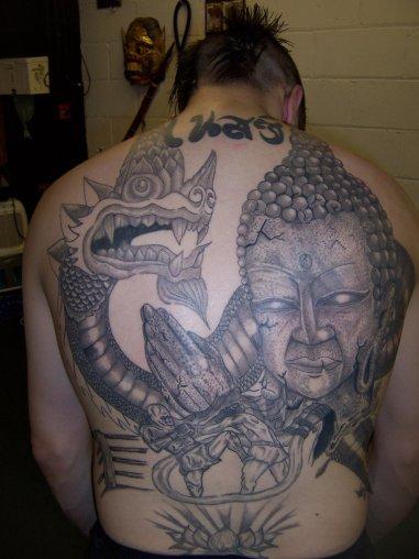 Awesome Muay Thai Thailand Buddhism Backpiece Tattoo Design