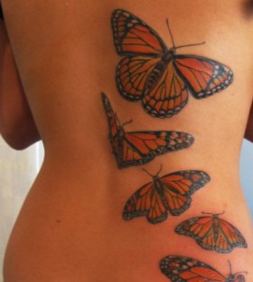 Sexy Back With Butterfly Tattoos Design