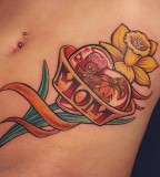 Heart And Flower Tattoo For Mom Design
