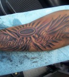 Name and Shades Arm Tattoo Design for Men