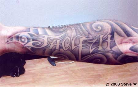 Name Lettering Arm Tattoo Design