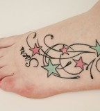 Colorful Star Tattoos for Foot