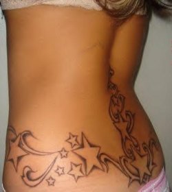 Cool Star Tattoos at Lower Back for Women