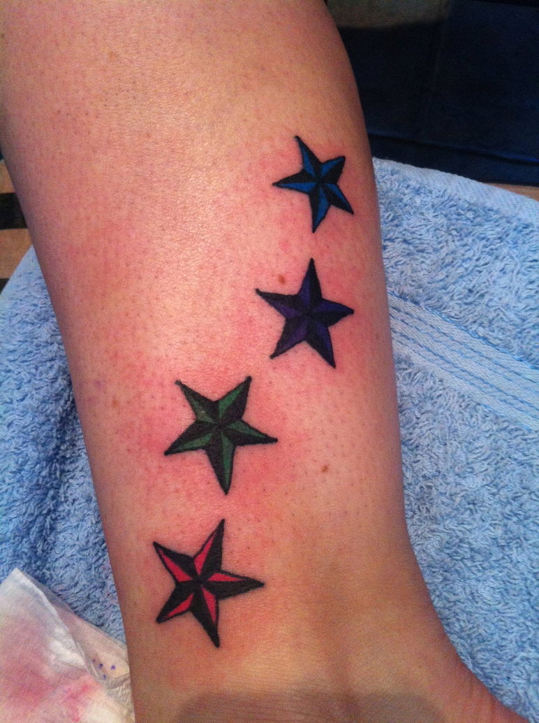 Stylish Nautical Star Tattoo Design on Leg