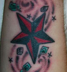 Red and Black Star Tattoo Design Picture
