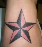 Bright Red and Black Nautical Star Tattoo Design
