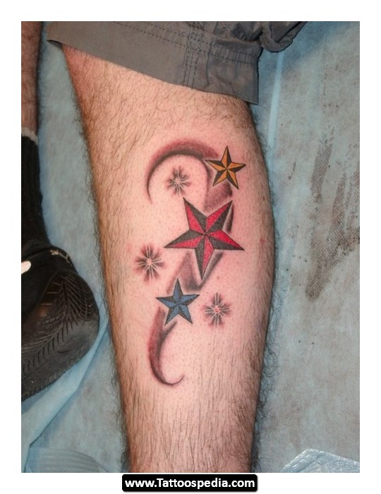 Beautiful Nautical Star Colored Tattoo Design Picture