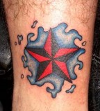 Wonderful Nautical Star and Water Tattoo Design