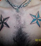 Black Nautical Star Tattoo Designs For Men's Chest